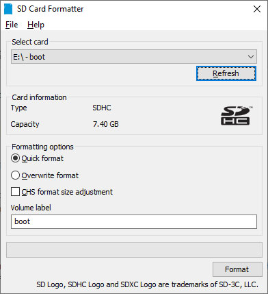 Chọn thẻ SD và nhấp vào “Format”