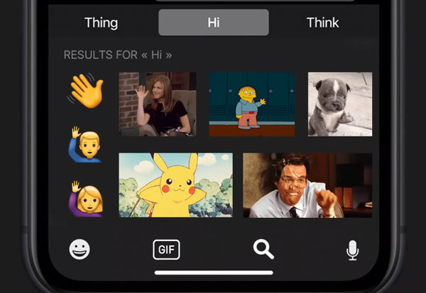 Tìm kiếm ảnh GIF ngay trên bàn phím thuận tiện.