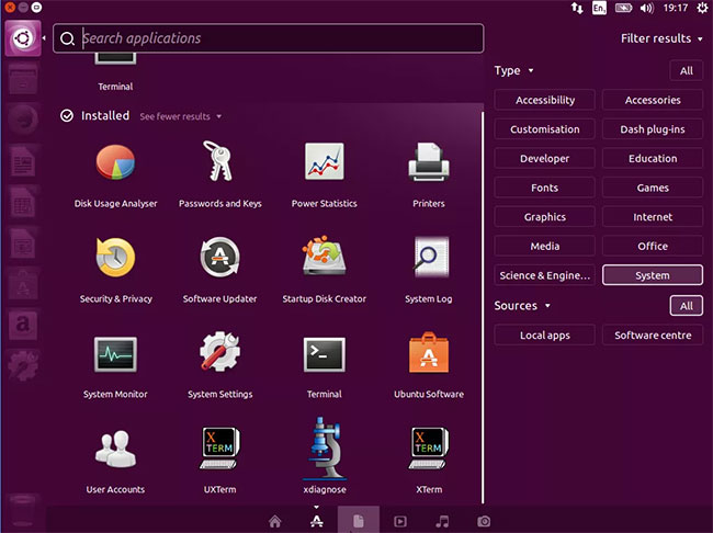 Điều hướng Ubuntu Dash