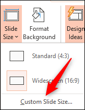 Click vào tùy chọn Customize Slide Size