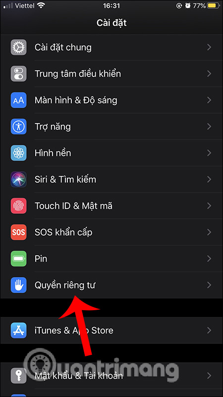 Chỉnh quyền riêng tư