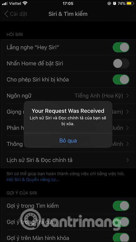 Thông báo xóa