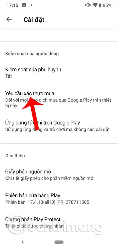 Cách bật kiểm soát của phụ huynh trên Google Play Store