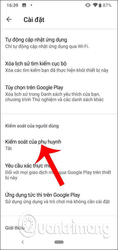 Cách bật kiểm soát của phụ huynh trên Google Play Store