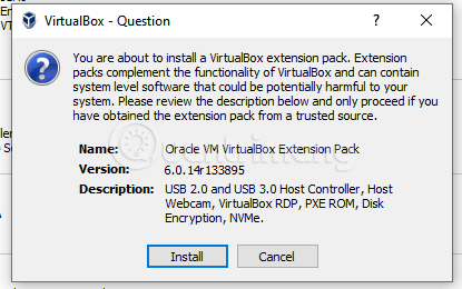 Cài VirtualBox Extension Pack
