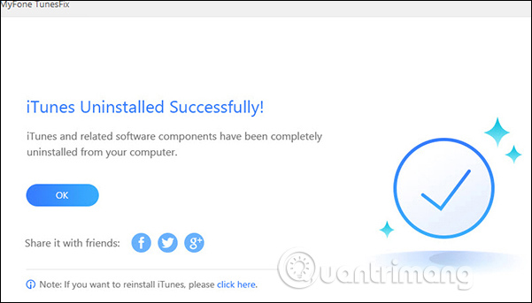 Thông báo gỡ thành công