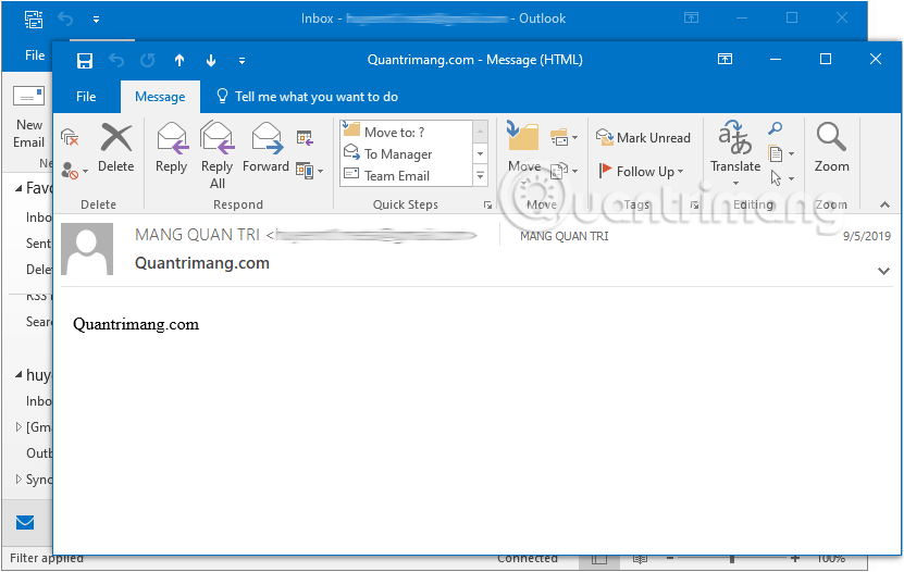 Mở email Outlook từ người gửi bạn muốn di chuyển tới folder riêng biệt