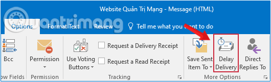 Mở cửa sổ Properties trên tab Options