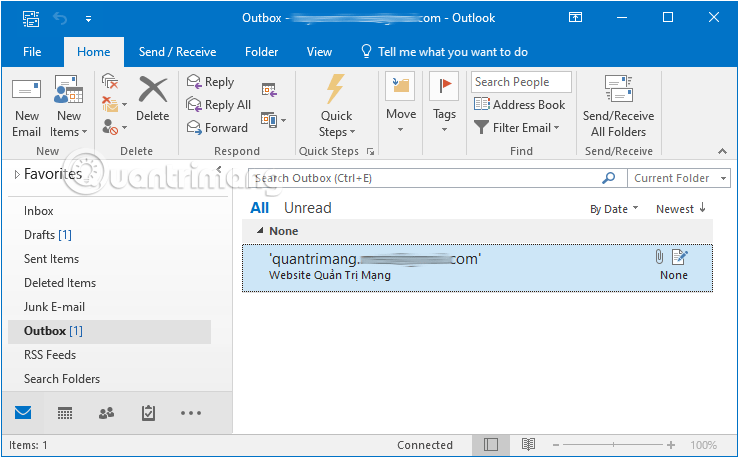 Email được lên lịch gửi nằm trong Outbox có thể được chỉnh sửa hoặc xóa tùy người dùng