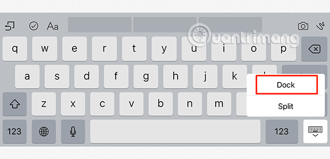 Đặt bàn phím iPad về vị trí mặc định ở mép dưới màn hình
