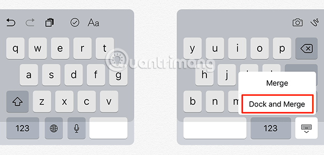 Hợp nhất bàn phím iPad bị split chia đôi