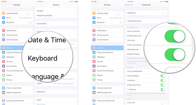 Bật tính năng chia bàn phím trong cài đặt iPad