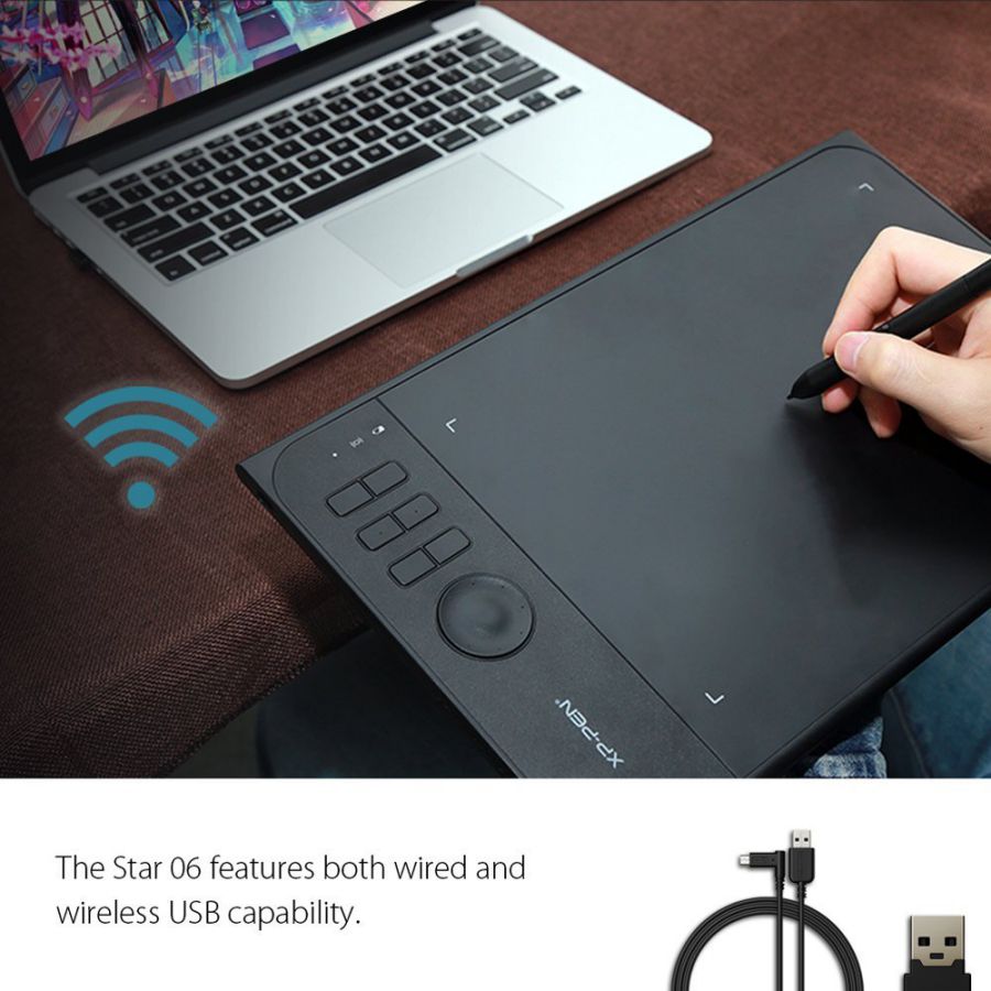 Wireless: Bộ bàn vẽ không dây là lựa chọn lý tưởng cho những người muốn sáng tạo trên tính năng phiên bản mới nhất. Tích hợp Bluetooth để sử dụng không cần dây, đảm bảo phạm vi hoạt động rộng và linh hoạt hơn.