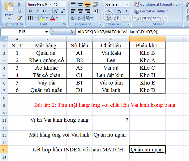 Cách kết hợp hàm Index và Match trong Excel, có ví dụ cụ thể - Ảnh minh hoạ 13
