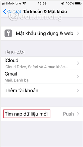 Nhấn chọn Push để bắt đầu đồng bộ danh bạ iPhone và Gmail