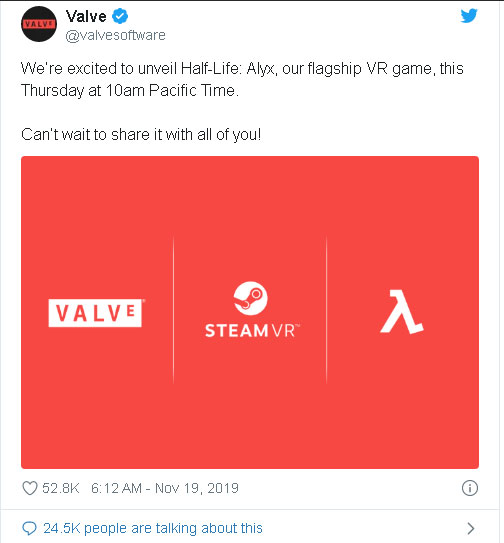 Chia sẻ trên Twitter của Valve