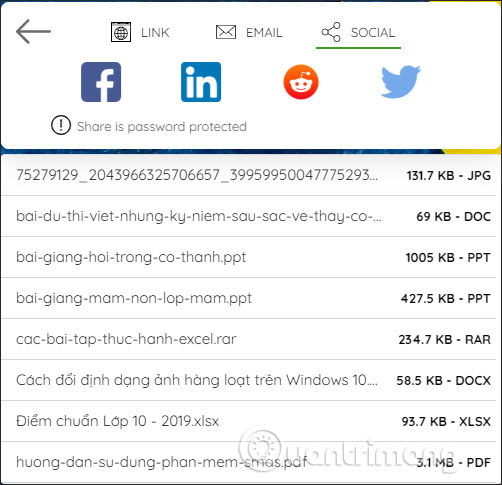 Chia sẻ file lên mạng xã hội