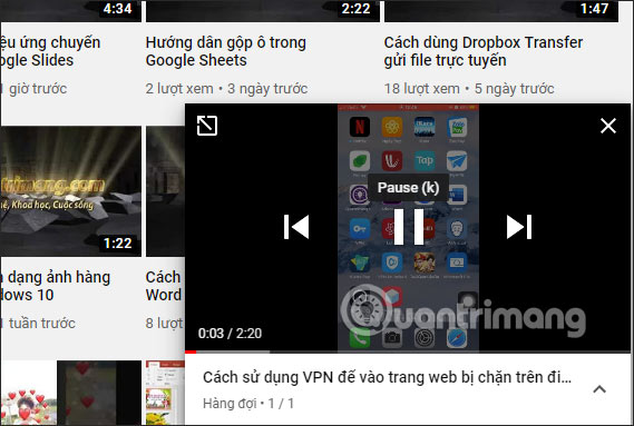 Giao diện mini video
