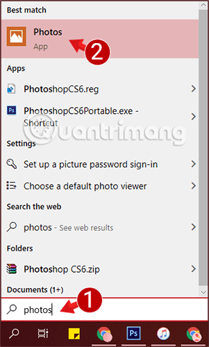 Tìm ứng dụng Photos trên Windows 10 để chuyển ảnh từ iPhone vào máy tính