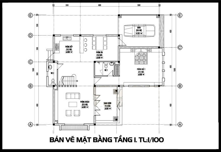 Mẫu bản vẽ biệt thự 2 tầng mái thái đẹp diện tích 110m2 2