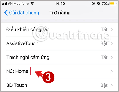 Chọn Home Button để mở điều chỉnh tốc độ nút Home