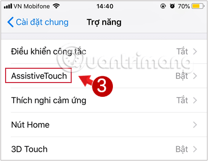 Chọn AssistiveTouch