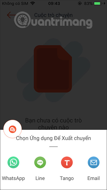 Chọn ứng dụng cần lưu trữ tin nhắn