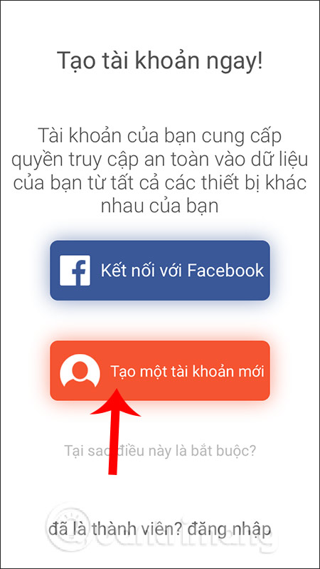 Tạo tài khoản mới