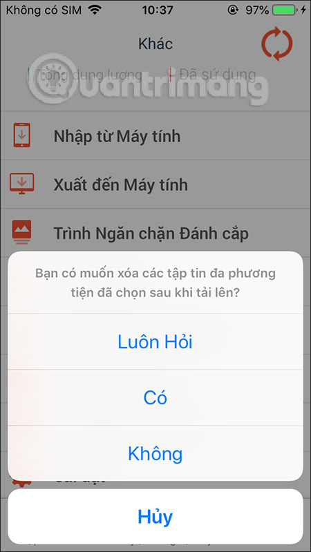 Tùy chọn lưu lại file gốc