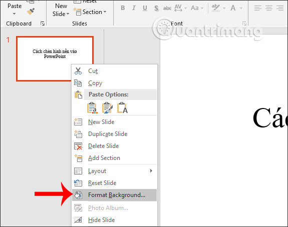 Cách chèn hình nền vào PowerPoint