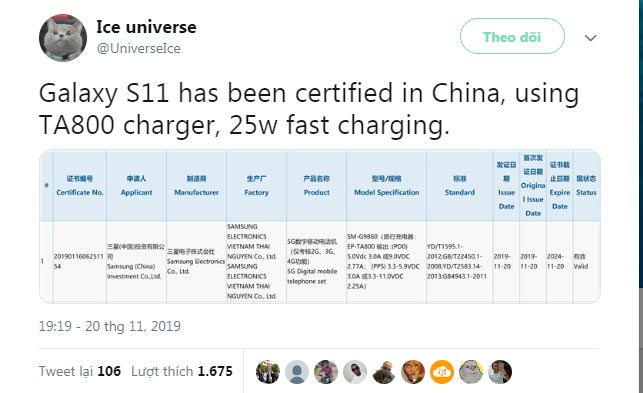 Thông tin rò rỉ từ Ice Universe