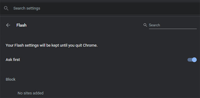 Bật Flash trong Chrome