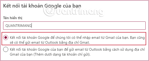Lựa chọn cách làm việc của Gmail khi đồng bộ trên Outlook