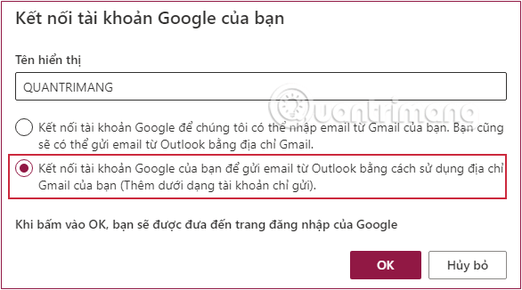 Người dùng chỉ có thể gửi thư từ Outlook