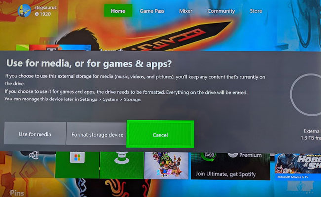 Chọn Format storage device