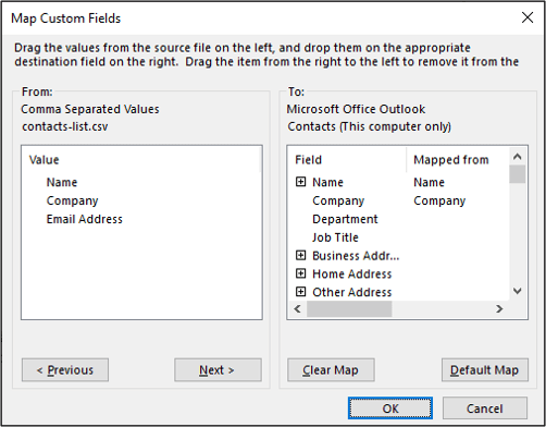 Cách chuyển danh bạ từ trang tính Excel sang Outlook