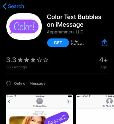 Mở App Store và tìm kiếm “Color Text Bubbles on iMessage”