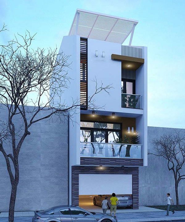 Mẫu thiết kế mặt tiền nhà ống 4 tầng đẹp 1