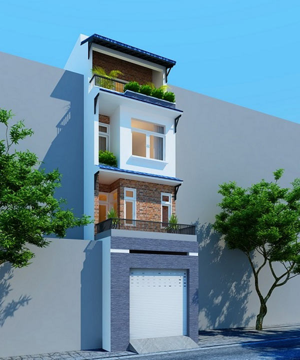 Mẫu thiết kế mặt tiền nhà ống 4 tầng đẹp 24