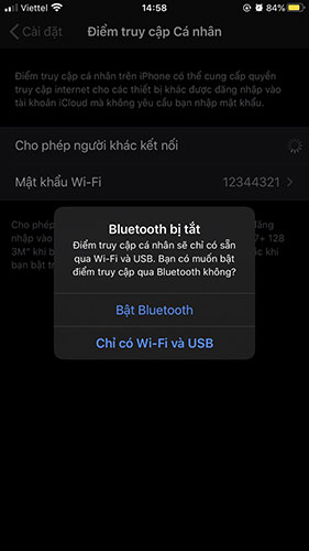 Bạn sẽ thấy một thông báo với nội dung Bluetooth is Off