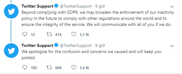 Twitter hoãn kế hoạch xóa tài khoản