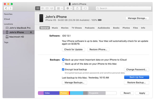Chọn nút “Back Up Now” trên màn hình sau