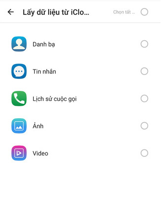 Nhập dữ liệu từ iCloud (iPhone) 2