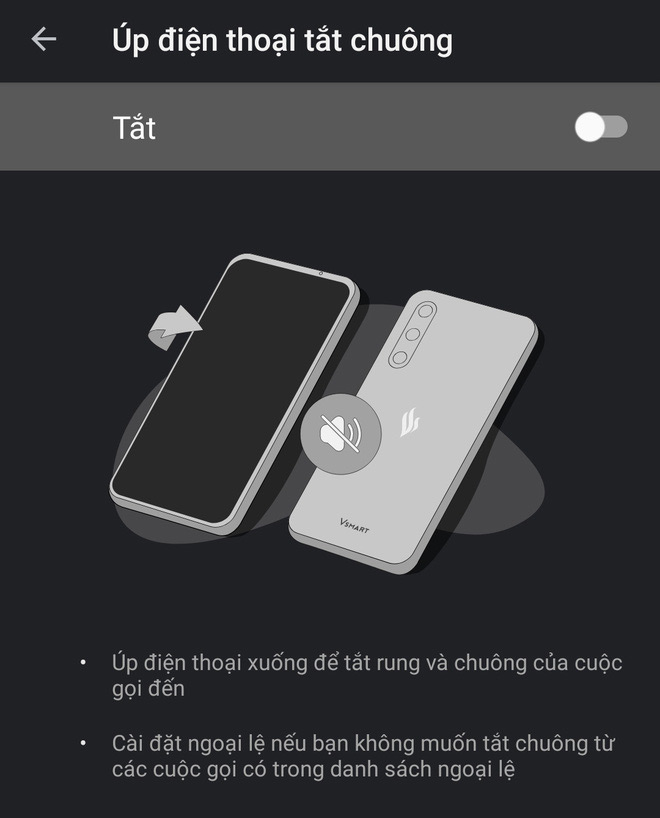 Úp điện thoại để tắt chuông