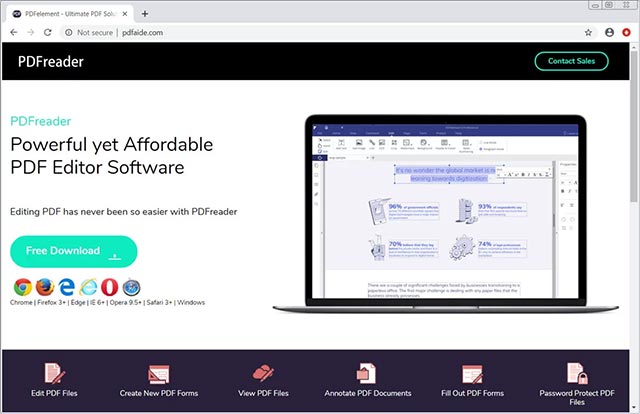 Trang web quảng cáo PDFreader