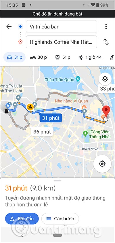 Hướng đi trên bản đồ