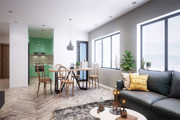 Những mẫu thiết kế phòng khách liên thông phòng ăn đẹp 24