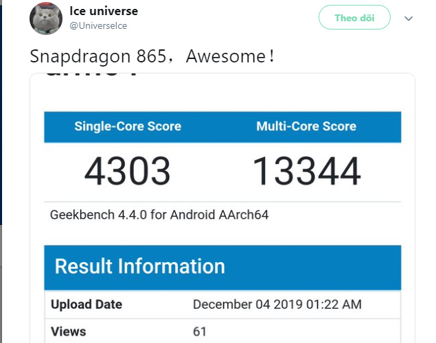 Điểm Geekbench của Snapdragon 865