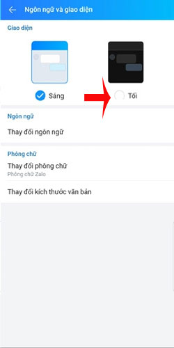 Tùy chọn giao diện nền Sáng - Tối