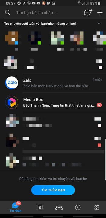 Giao diện Dark mode trên Zalo Android 2
